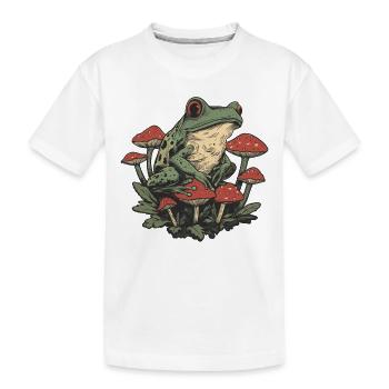 Cottagecore Frog with Mushrooms - Kids' Premium Organic T-Shirt - white - Front