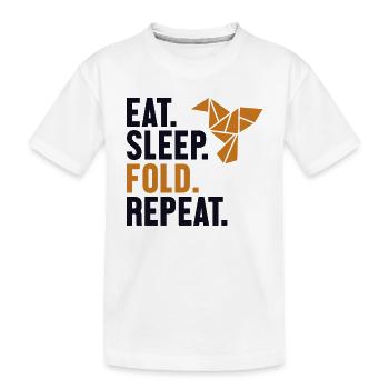 Manger dormir plier répéter hibou grue en papier pliage - T-shirt bio Premium Enfant - blanc - Devant