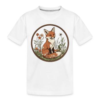 Cottagecore Fox with Flowers - Kids' Premium Organic T-Shirt - white - Front