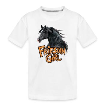 Fière cavalière frisonne - T-shirt bio Premium Enfant - blanc - Devant