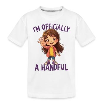 5 Fille d’anniversaire officiellement une poignée - T-shirt bio Premium Enfant - blanc - Devant