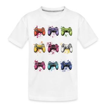 Bunte Controller für Gamer - Kinder Premium Bio T-Shirt - Weiß - Vorne