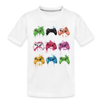 Bunte Controller für Gamer - Kinder Premium Bio T-Shirt - Weiß - Vorne