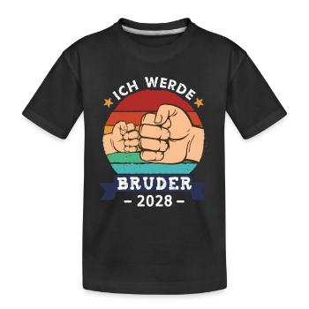 Ich werde Bruder 2028 Schwangerschaft Werdender - Kinder Premium Bio T-Shirt - Schwarz - Vorne