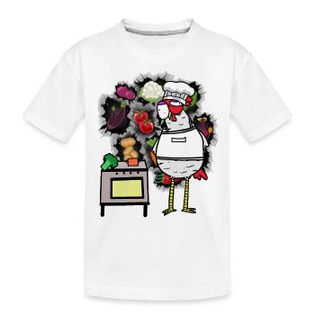 lustig Huhn Gastgeber Gemüse Köchin Koch spaßig - Kinder Premium Bio T-Shirt - Weiß - Vorne