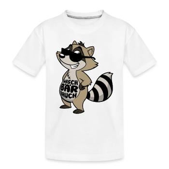 Waschbär Bauch - Waschbrett Bauch Sport Geschenk - Kinder Premium Bio T-Shirt - Weiß - Vorne