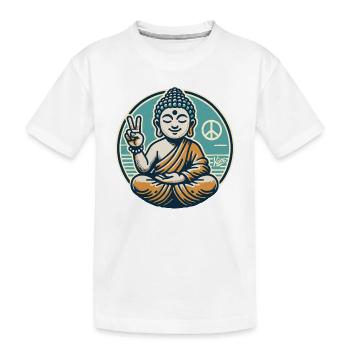 Friedenszeichen für Frieden Buddha - Kinder Premium Bio T-Shirt - Weiß - Vorne