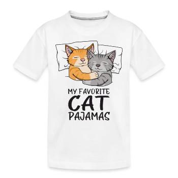 Schlafanzug Katze Katzen Schlafshirt - Kinder Premium Bio T-Shirt - Weiß - Vorne