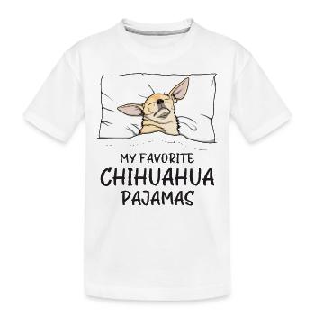 Schlafanzug Chihuahua Hund Schlafshirt - Kinder Premium Bio T-Shirt - Weiß - Vorne