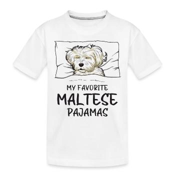 Schlafanzug Malteser Hund Schlafshirt - Kinder Premium Bio T-Shirt - Weiß - Vorne