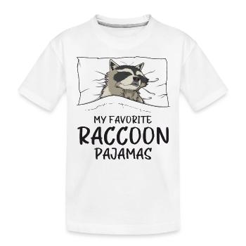 Schlafanzug Waschbär Schlafshirt - Kinder Premium Bio T-Shirt - Weiß - Vorne