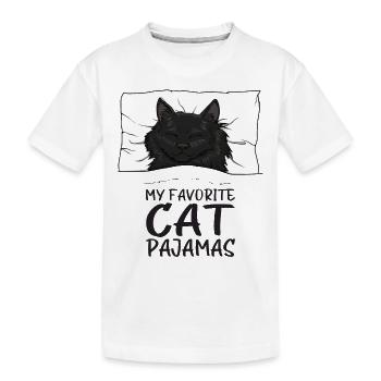 Katze Schlafanzug Schlafshirt - Kinder Premium Bio T-Shirt - Weiß - Vorne