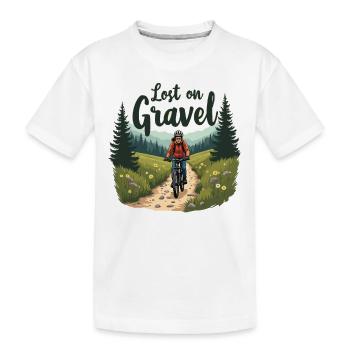 Lost on Gravel Gravel Bike Gravel Bikes - Kids' Premium Organic T-Shirt - white - Front