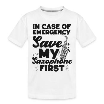 Saxophone en cas d’urgence - T-shirt bio Premium Enfant - blanc - Devant