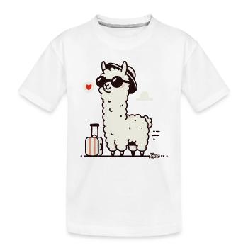 Lama de voyage avec valise - T-shirt bio Premium Enfant - blanc - Devant