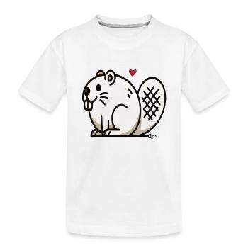 Lustiger dicker Biber - Kinder Premium Bio T-Shirt - Weiß - Vorne