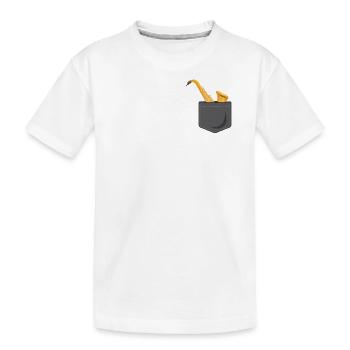 Saxophone Pocket - Kinder Premium Bio T-Shirt - Weiß - Vorne