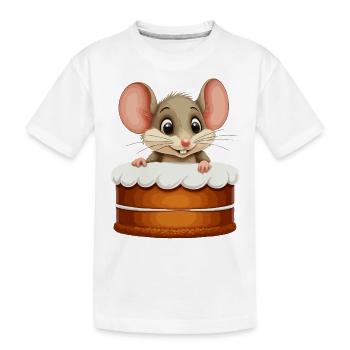 Die Maus kommt aus dem Kuchen - Kinder Premium Bio T-Shirt - Weiß - Vorne