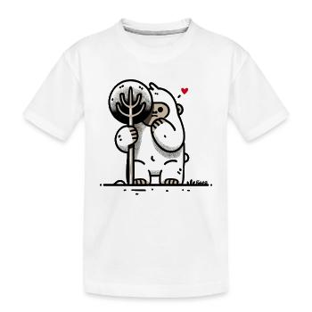 Little gorilla hiding behind a tree - Kids' Premium Organic T-Shirt - white - Front