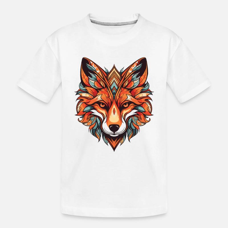 Fuchs Portrait - Kinder Premium Bio T-Shirt - Weiß