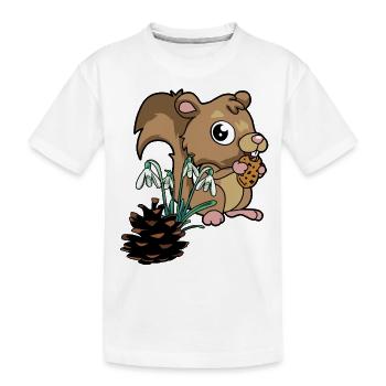 Animaux de la forêt Printemps Écureuil Perce-neige - T-shirt bio Premium Enfant - blanc - Devant