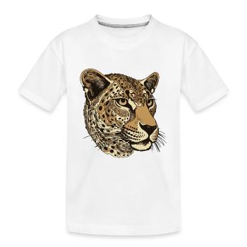 Gepard Portrait - Kinder Premium Bio T-Shirt - Weiß - Vorne