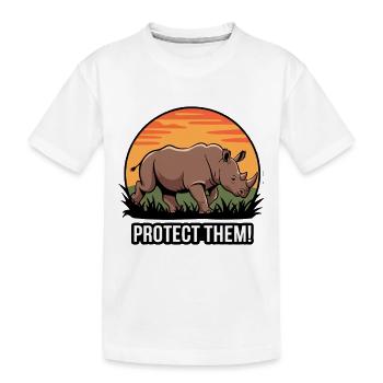 PROTECT THEM, RHINO - Kids' Premium Organic T-Shirt - white - Front