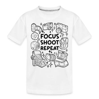 Focus. Shoot. Repeat. – Analogue photography - Kids' Premium Organic T-Shirt - white - Front