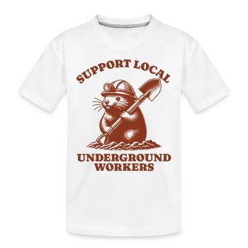Support Local Underground Workers Lustiges Mole - Kinder Premium Bio T-Shirt - Weiß - Vorne