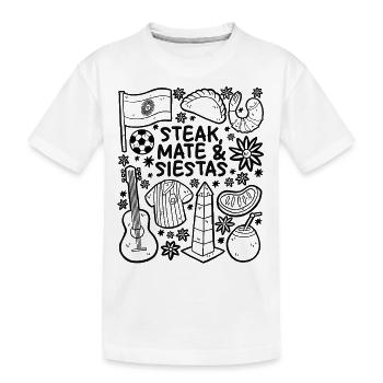 Steak, Mate & Siestas – Argentina - Kids' Premium Organic T-Shirt - white - Front