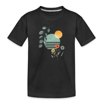 Botanische Sonne Blumige Gelassenheit - Kinder Premium Bio T-Shirt - Schwarz - Vorne