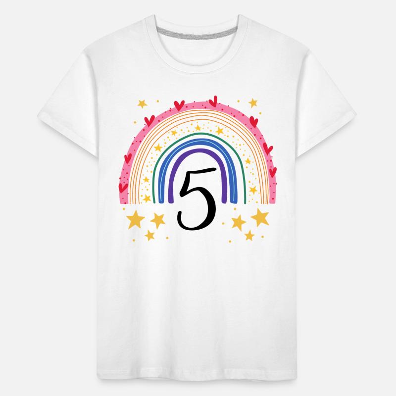 Geburtstag 5 Mädchen Regenbogen Fee Fünfter 5 Kinder Premium Bio T-Shirt