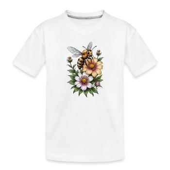 Honigbiene Blumige Harmonie - Kinder Premium Bio T-Shirt - Weiß - Vorne