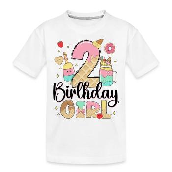 Geburtstag 2 Mädchen Eis Süßigkeiten Zwei 2 Jahre - Kinder Premium Bio T-Shirt - Weiß - Vorne