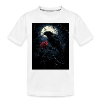 Raven Rose Moon Gloomy Gothic Black Crow - Kids' Premium Organic T-Shirt - white - Front