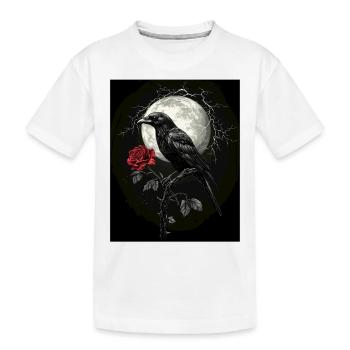 Raven Rose Moon Gloomy Gothic Black Crow - Kids' Premium Organic T-Shirt - white - Front