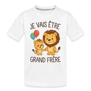 Futur Grand Frère Je vais être Grand Frère Lion - T-shirt bio Premium Enfant - blanc - Devant