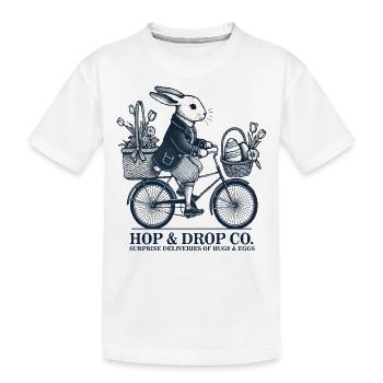 Ostern Retro Hase Überraschung Lieferungen Fahrrad - Kinder Premium Bio T-Shirt - Weiß - Vorne