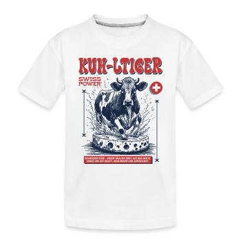 Swiss Shirt: Cheese, Cow & Gourmet Flair - Kids' Premium Organic T-Shirt - white - Front