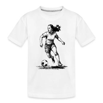 Maillot de foot Striker Femme : buteur sur le ballon - T-shirt bio Premium Enfant - blanc - Devant