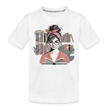 rat de bibliothèque fille rat de bibliothèque amoureux des livres design - T-shirt bio Premium Enfant - blanc - Devant