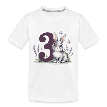 3. Geburtstag 3 Jahre Hase Häschen Lavendel Lila - Kinder Premium Bio T-Shirt - Weiß - Vorne