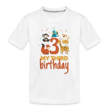 Mon troisième anniversaire - Mein dritter Geburtstag - T-shirt bio Premium Enfant - blanc - Devant