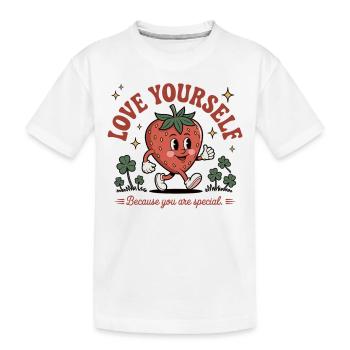Love Yourself - Du bist besonders – Erdbeer-Shirt - Kinder Premium Bio T-Shirt - Weiß - Vorne