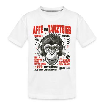 Monochrom T-Shirt – Junger Schimpanse Jungle Vibes - Kinder Premium Bio T-Shirt - Weiß - Vorne
