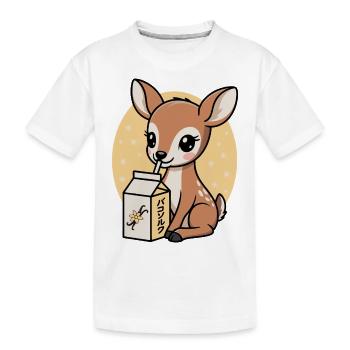 Cerf Kawaii Buvant Lait De Vanille Dessin Animé Animal - T-shirt bio Premium Enfant - blanc - Devant