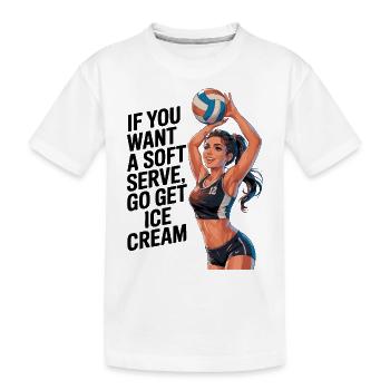 Soft-serve? Then off to the – volleyball - Kids' Premium Organic T-Shirt - white - Front
