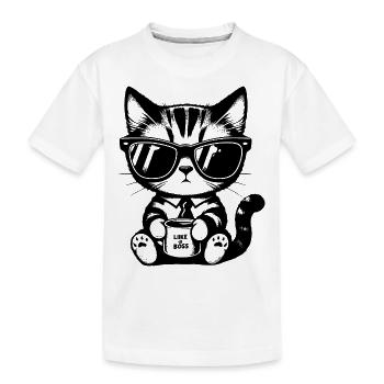 Business Cat – Like a – T-Shirt für Katzenfans - Kinder Premium Bio T-Shirt - Weiß - Vorne