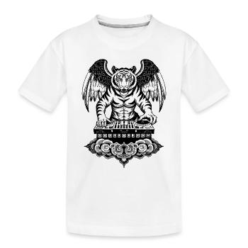 Tiger DJ Shirt : ailes, concentration, énergie comique - T-shirt bio Premium Enfant - blanc - Devant