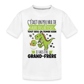 Enfant Futur Annonce Grossesse Grand Frère - T-shirt bio Premium Enfant - blanc - Devant